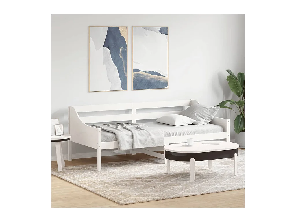 Lit de jour sans matelas blanc 80x200 cm bois de pin massif