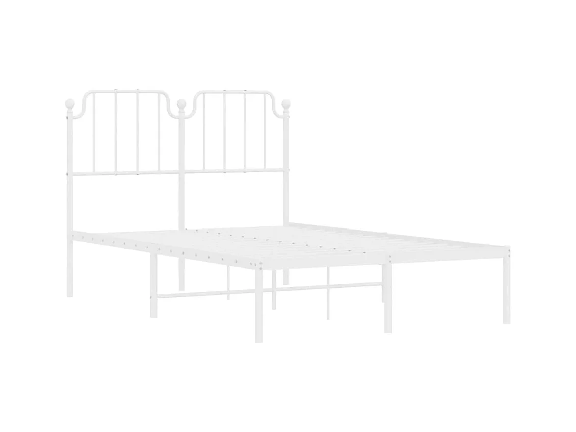 Cadre de lit métal sans matelas et tête de lit blanc 120x190 cm