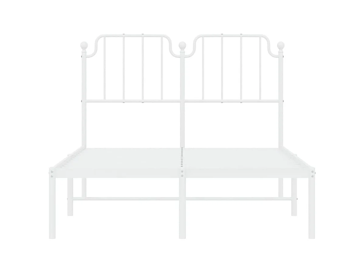 Cadre de lit métal sans matelas et tête de lit blanc 120x190 cm