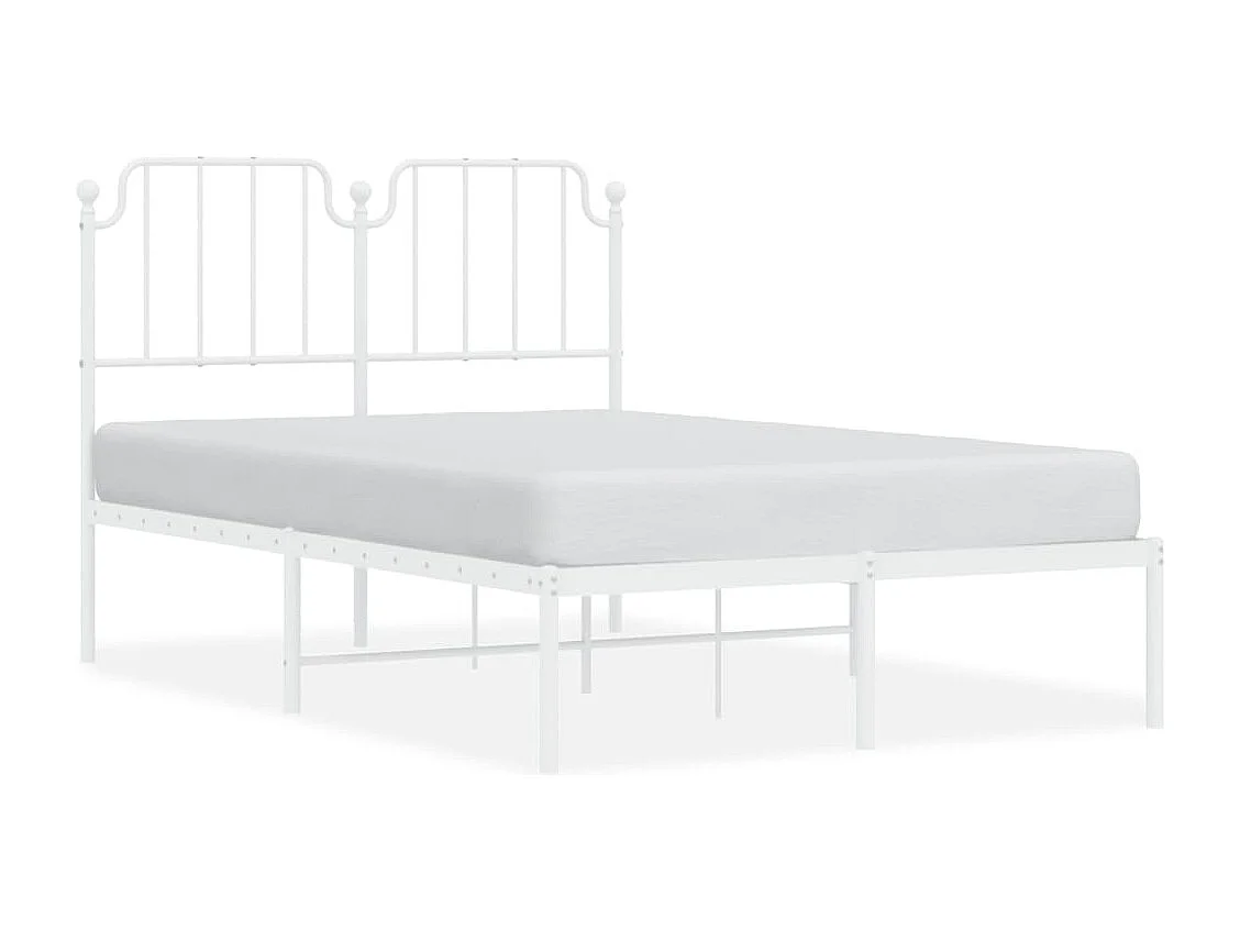 Cadre de lit métal sans matelas et tête de lit blanc 120x190 cm