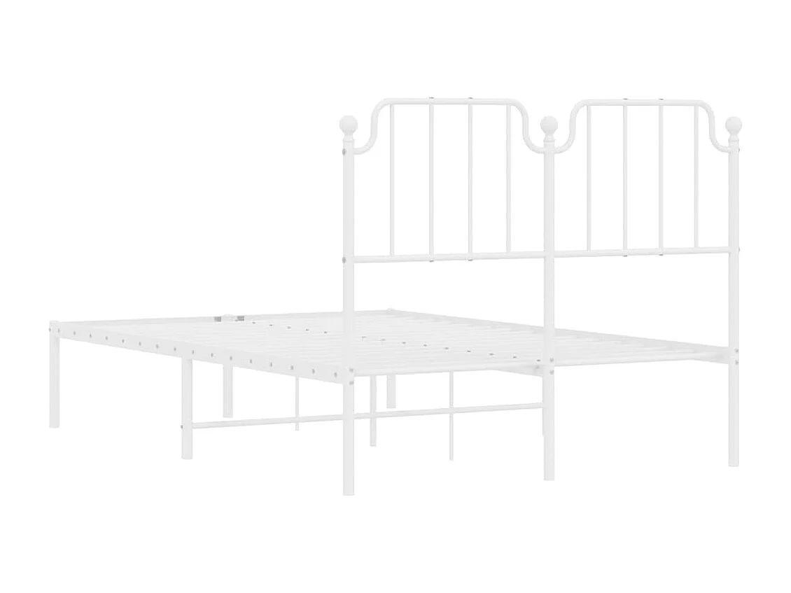 Cadre de lit métal sans matelas et tête de lit blanc 120x190 cm