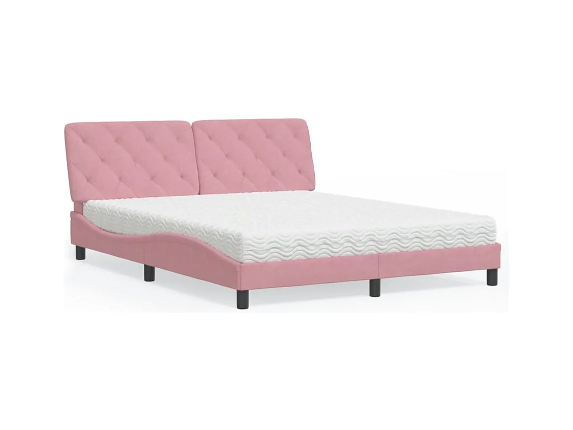 Lit avec matelas rose 160x200 cm velours