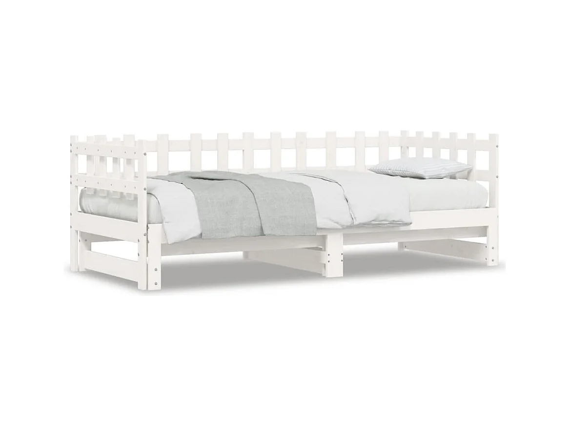 Lit coulissant sans matelas blanc 2x(90x200) cm bois massif