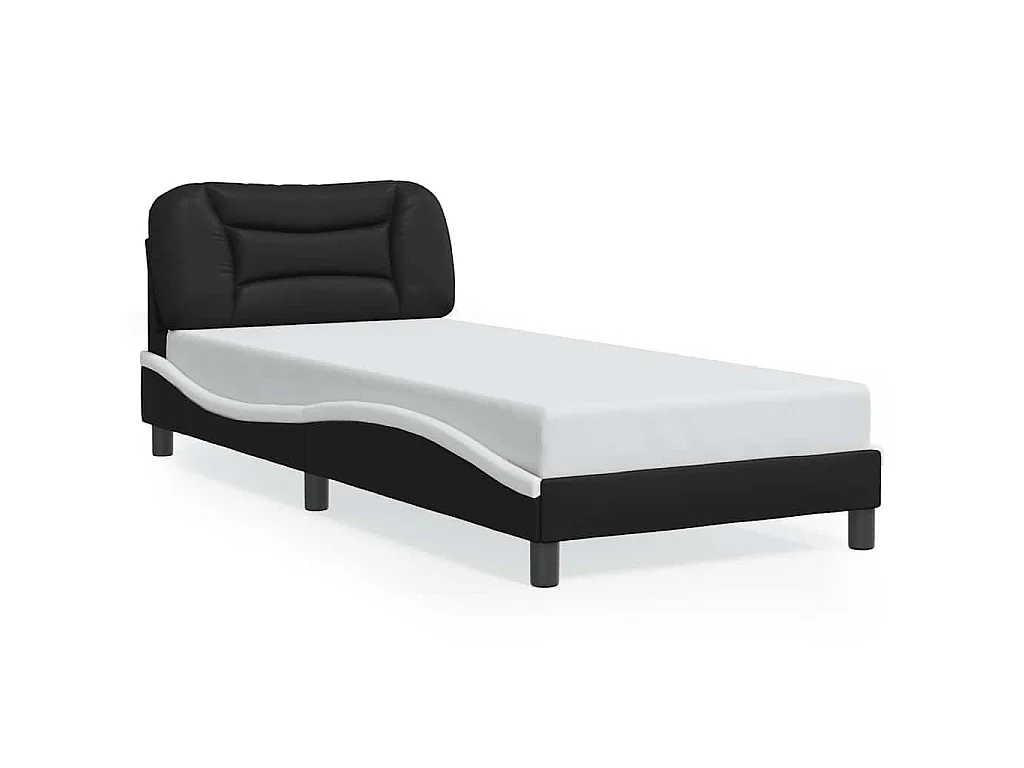 Cadre de lit avec LED sans matelas Hvar noir et blanc 80x200 cm