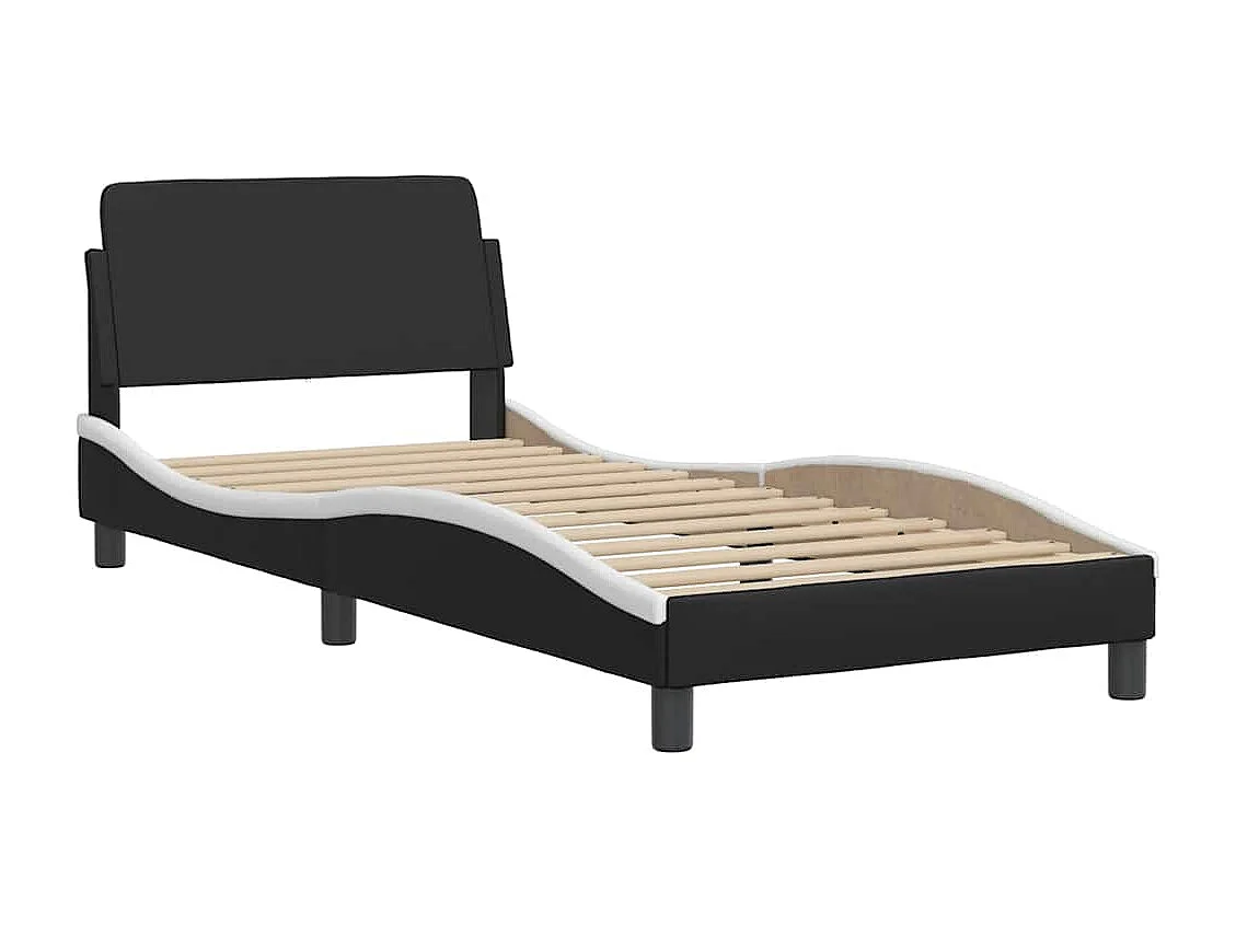 Cadre de lit avec LED sans matelas Hvar noir et blanc 80x200 cm