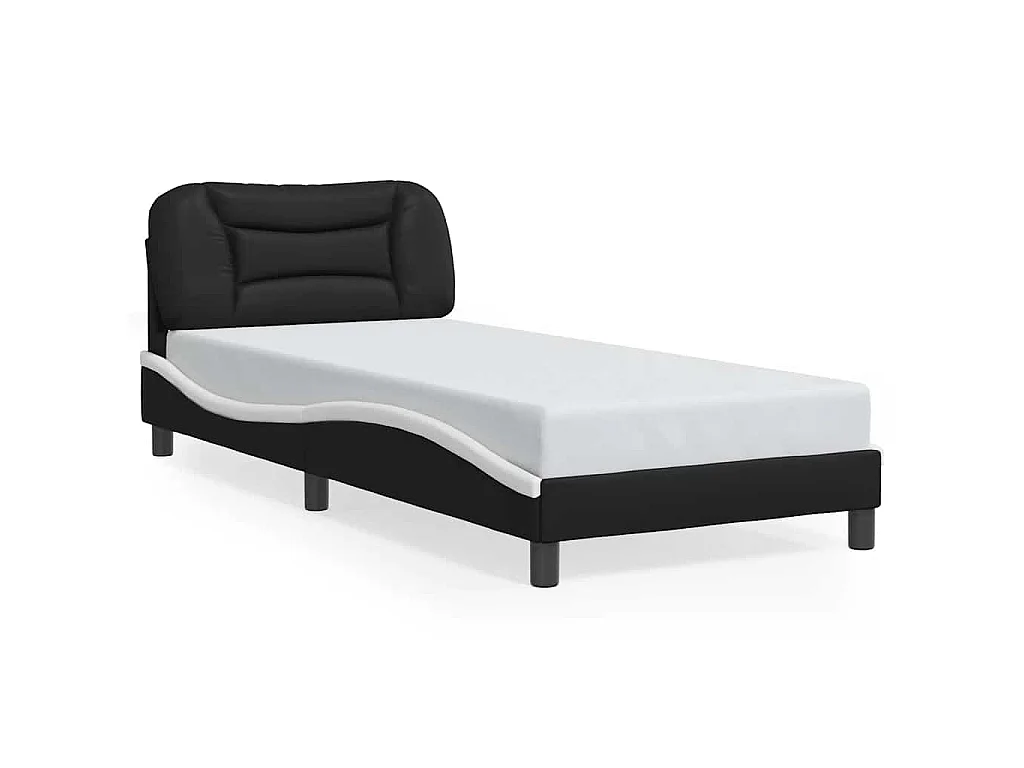 Bedframe met LED zonder matras "Hvar" zwart en wit 80x200 cm
