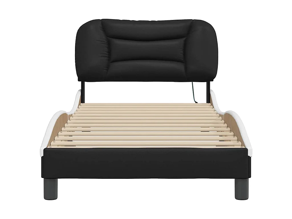 Bedframe met LED zonder matras "Hvar" zwart en wit 80x200 cm