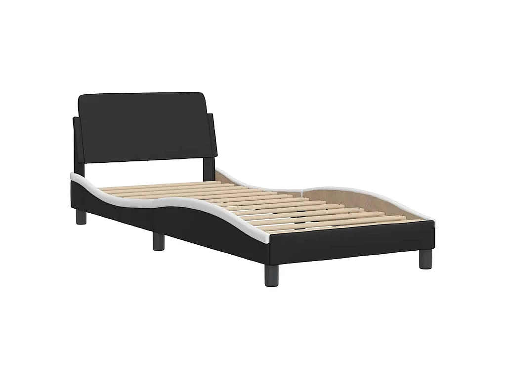 Bedframe met LED zonder matras "Hvar" zwart en wit 80x200 cm