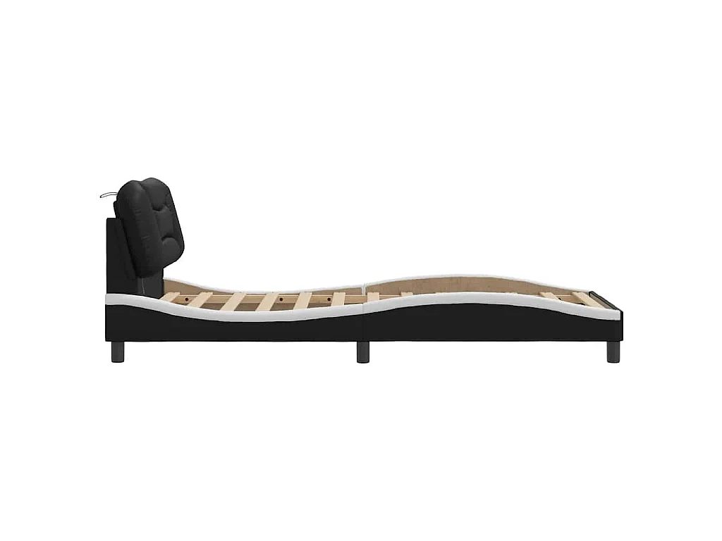 Bedframe met LED zonder matras "Hvar" zwart en wit 80x200 cm