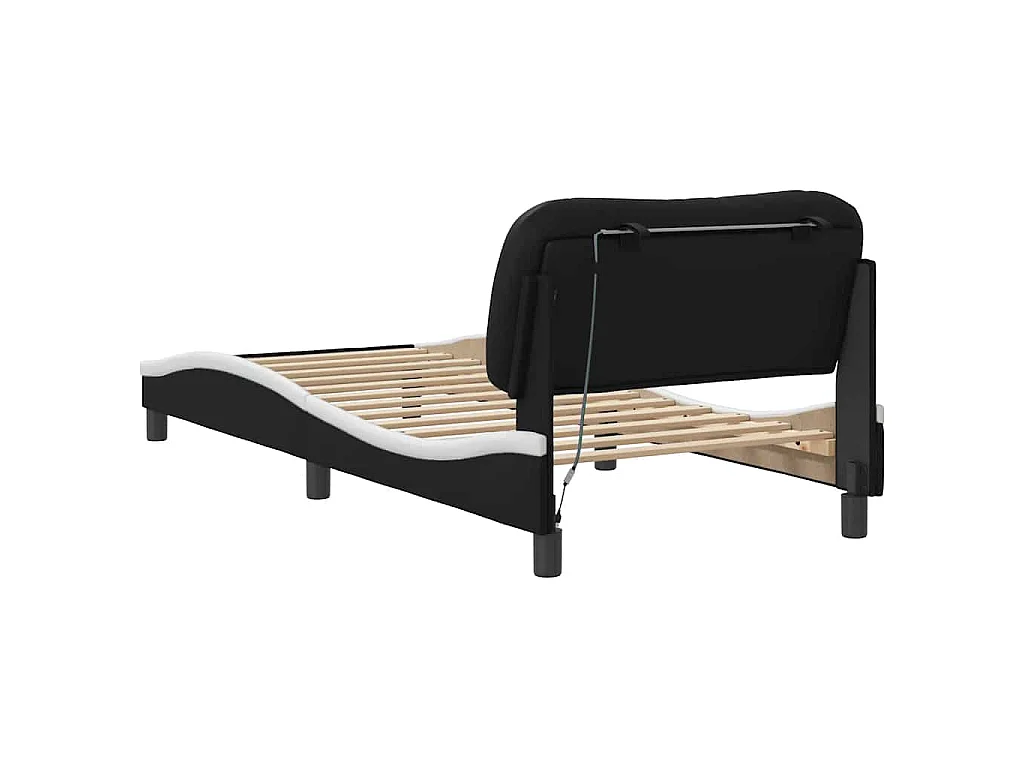 Bedframe met LED zonder matras "Hvar" zwart en wit 80x200 cm