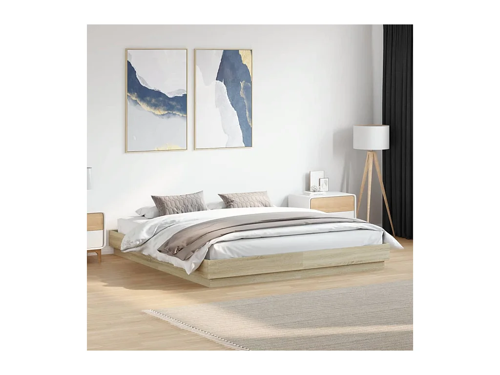 Cadre de lit sans matelas chêne sonoma 180x200 cm