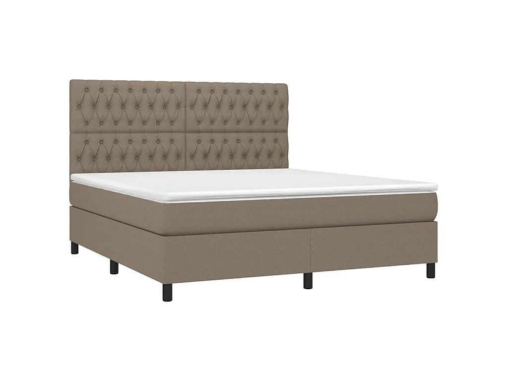 Sommier à lattes de lit et matelas et LED Taupe 180x200cm Tissu