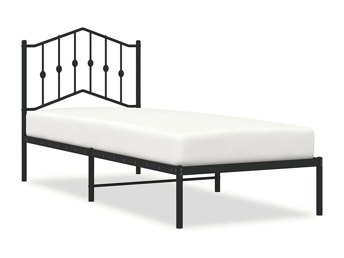 Cadre de lit métal sans matelas avec tête de lit noir 90x200 cm