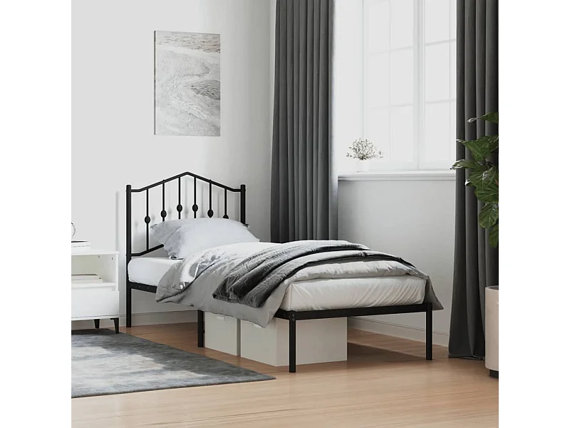 Estrutura de cama com cabeceira 90x200 cm metal preto