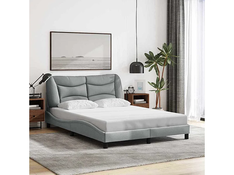 Cadre de lit sans matelas Hvar gris clair 120x200 cm tissu