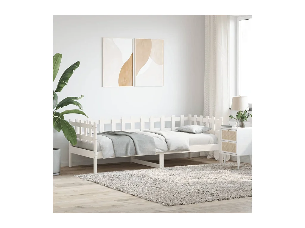 Dormeuse senza Materasso Bianca 90x200 cm Legno Massello Pino