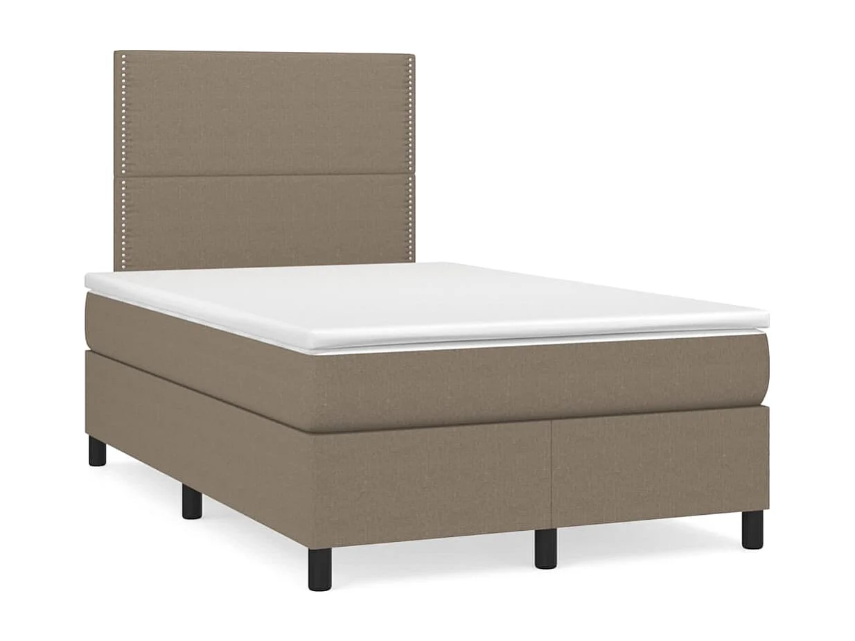 Sommier à lattes de lit matelas et LED taupe 120x190 cm tissu