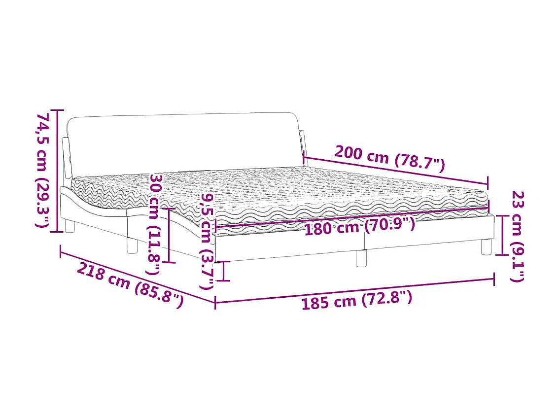 Bed met matras "Dover" stof zwart 180x200 cm