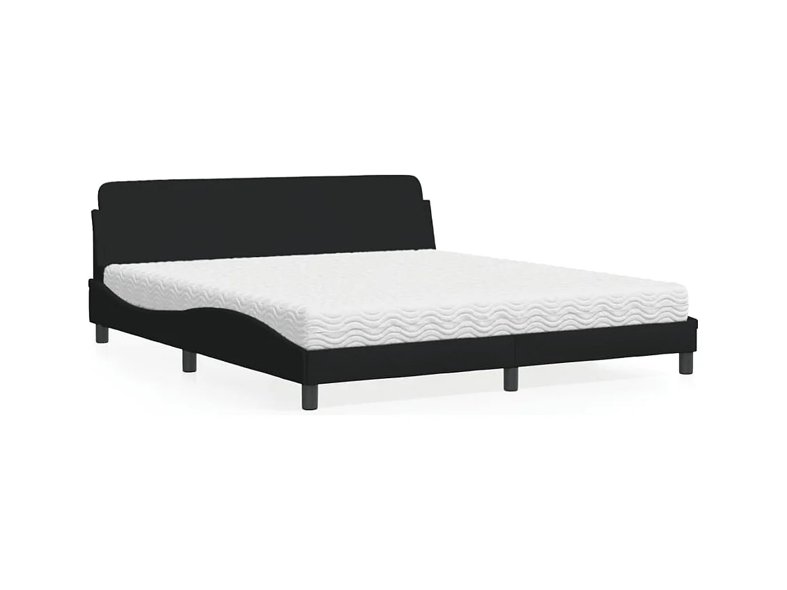 Lit avec matelas noir 180x200 cm tissu