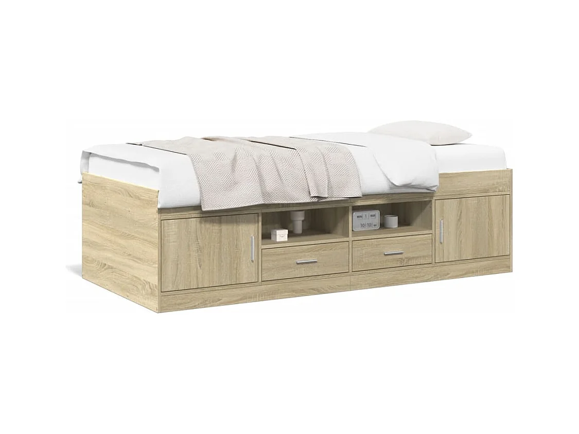 Lit de jour avec tiroirs sans matelas chêne sonoma 75x190 cm