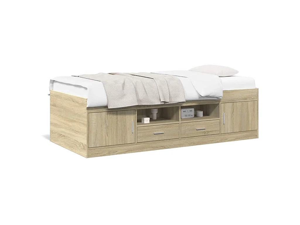 Sofá cama con cajones sin colchón roble Sonoma 75x190 cm