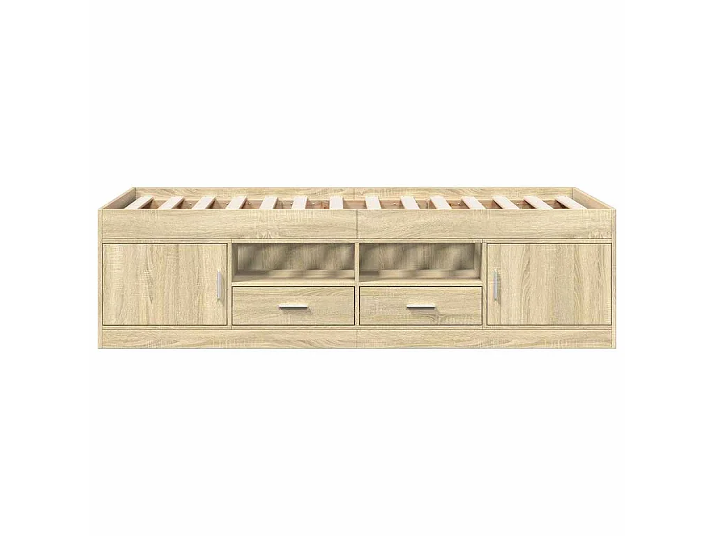 Sofá cama con cajones sin colchón roble Sonoma 75x190 cm