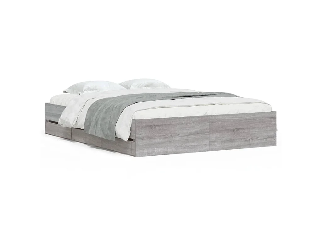 Cadre de lit avec tiroirs sans matelas sonoma gris 140x200 cm