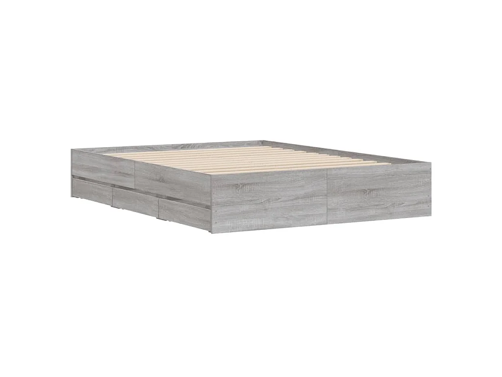 Cadre de lit avec tiroirs sans matelas sonoma gris 140x200 cm
