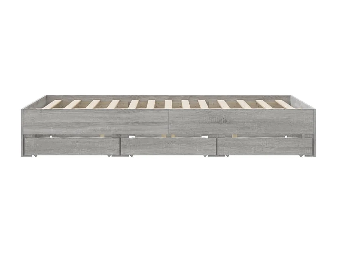 Cadre de lit avec tiroirs sans matelas sonoma gris 140x200 cm