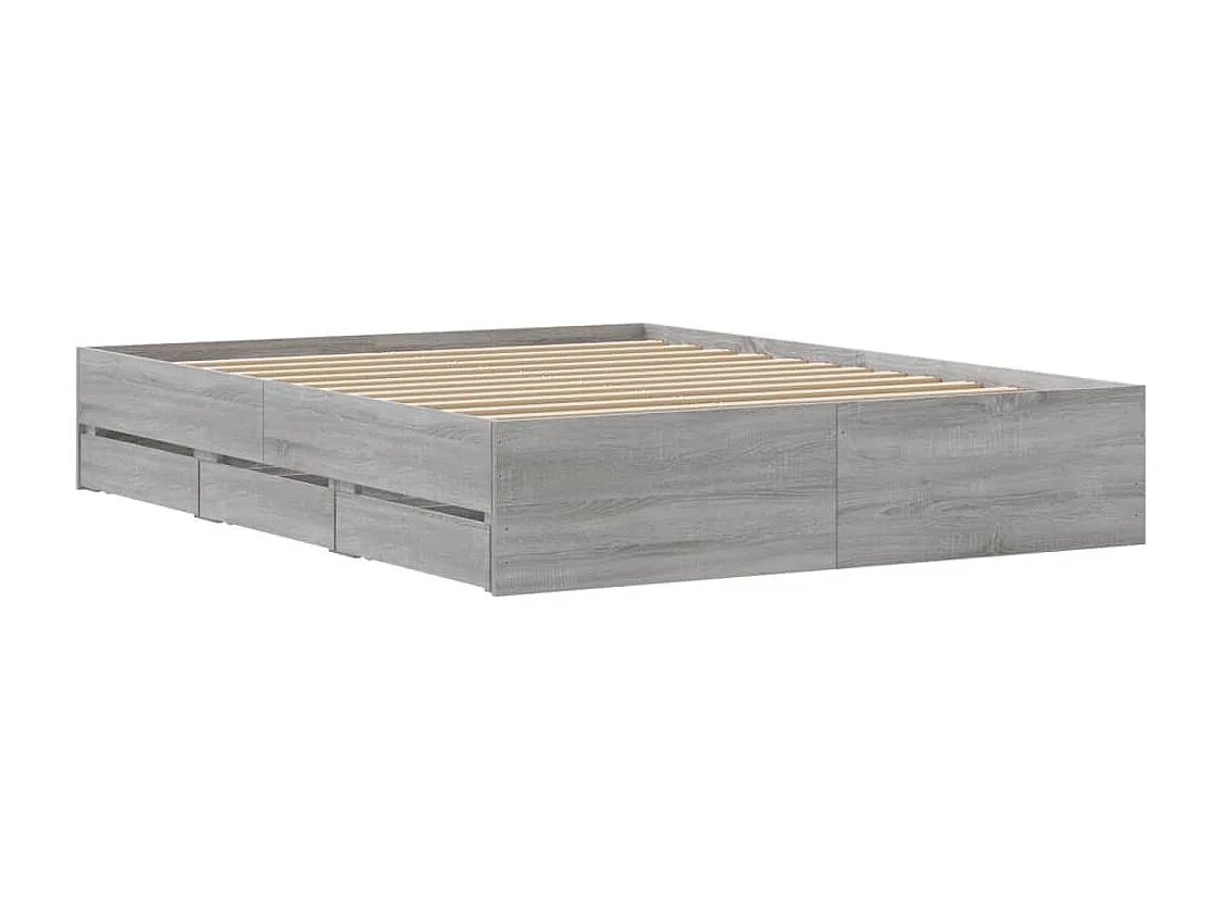 Cadre de lit avec tiroirs sans matelas sonoma gris 140x200 cm