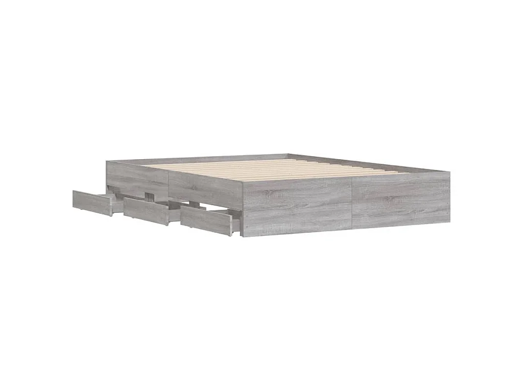 Cadre de lit avec tiroirs sans matelas sonoma gris 140x200 cm