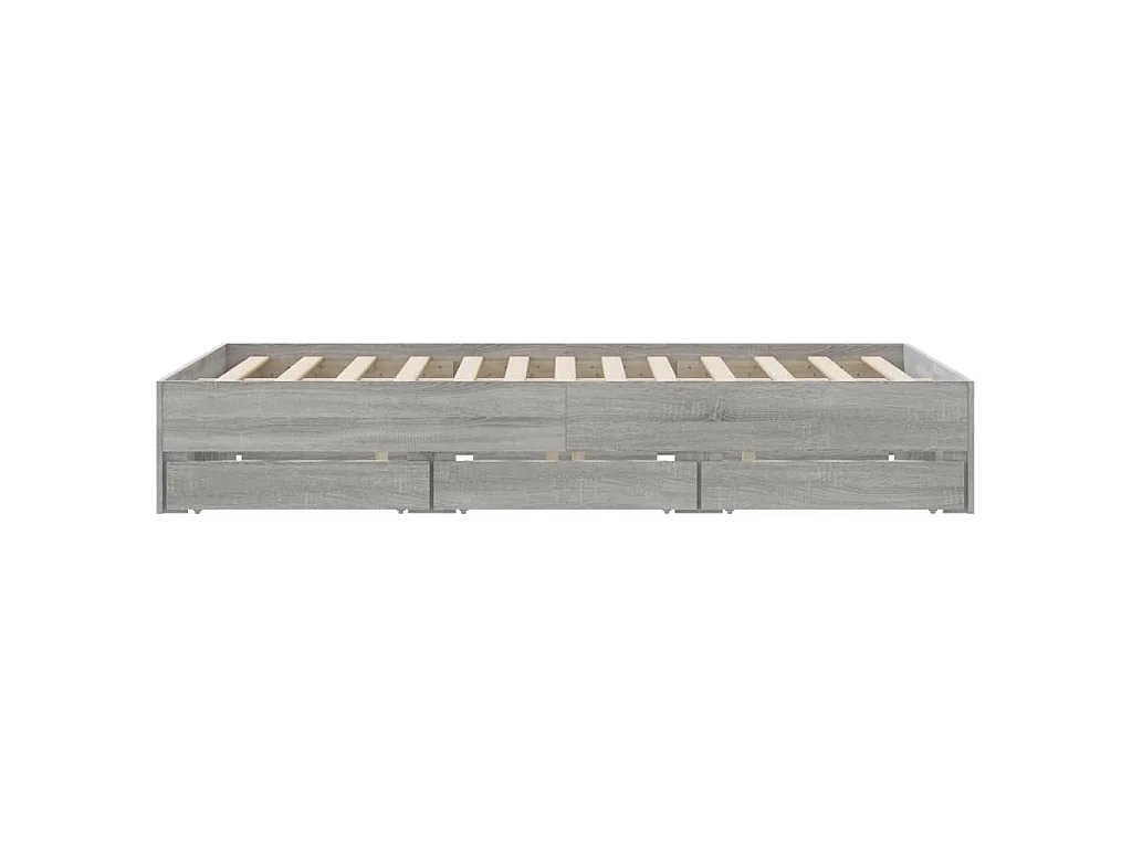 Cadre de lit avec tiroirs sans matelas sonoma gris 140x200 cm