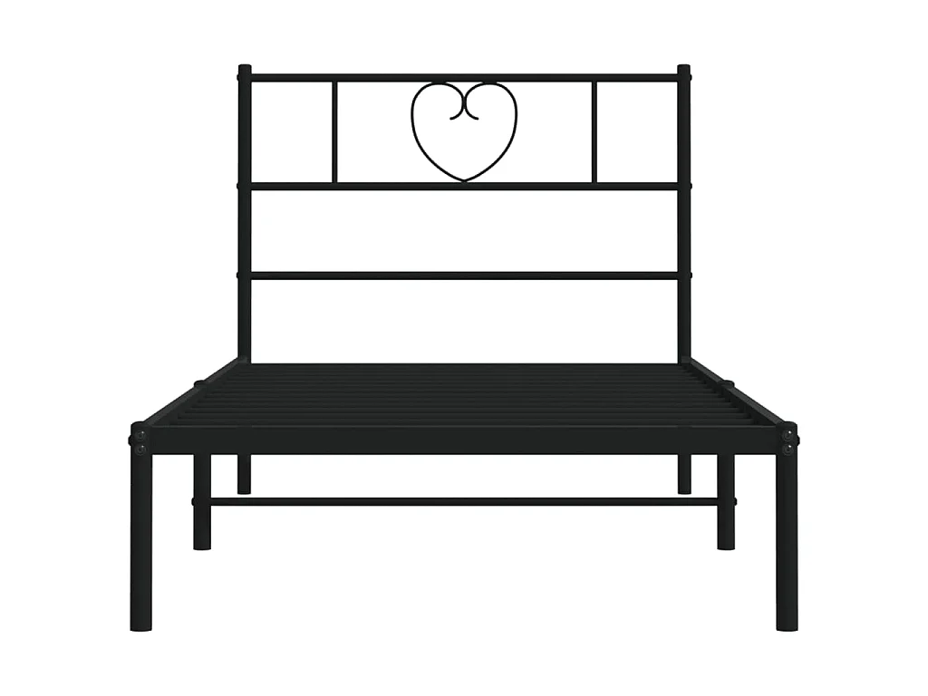 Cadre de lit métal sans matelas avec tête de lit noir 75x190 cm