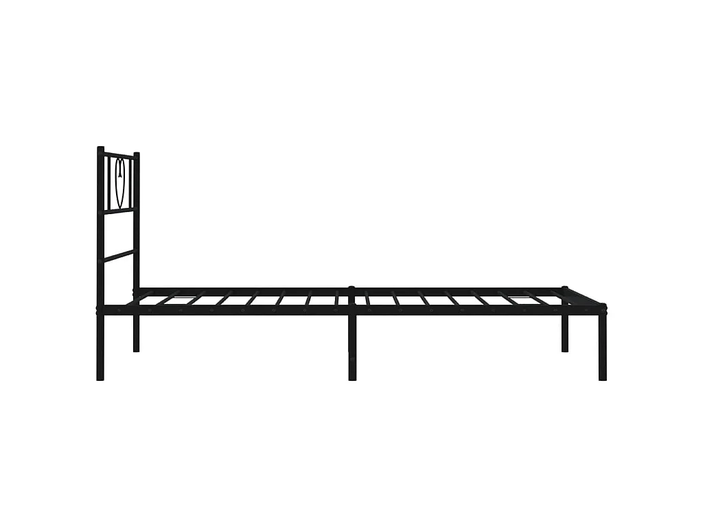 Cadre de lit métal sans matelas avec tête de lit noir 75x190 cm