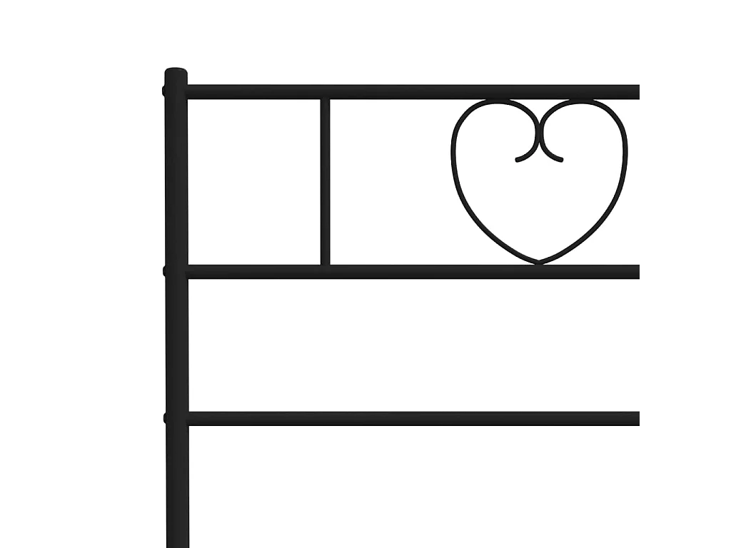Cadre de lit métal sans matelas avec tête de lit noir 75x190 cm