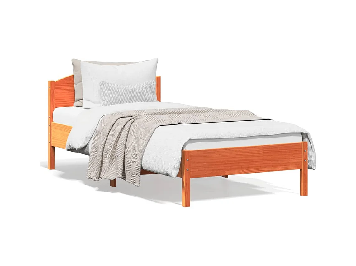 Cadre de lit sans matelas cire marron 100x200cm bois pin massif