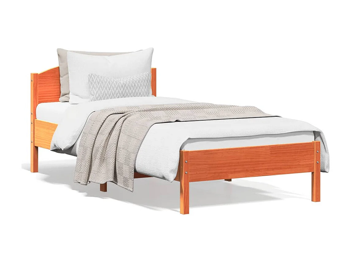 Cadre de lit sans matelas cire marron 100x200cm bois pin massif