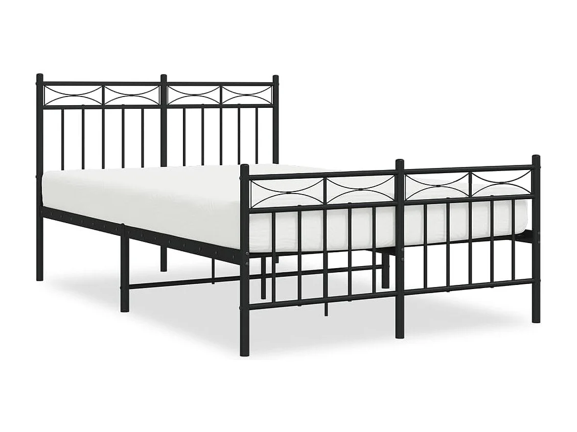 Estrutura de cama com cabeceira e pés 120x200 cm metal preto