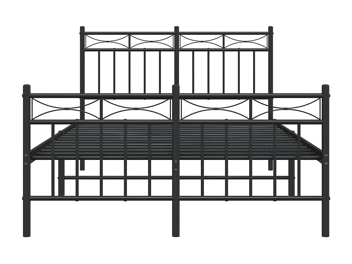Estrutura de cama com cabeceira e pés 120x200 cm metal preto