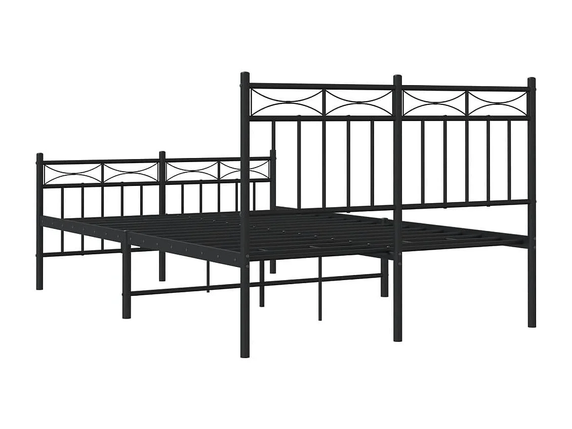 Estrutura de cama com cabeceira e pés 120x200 cm metal preto