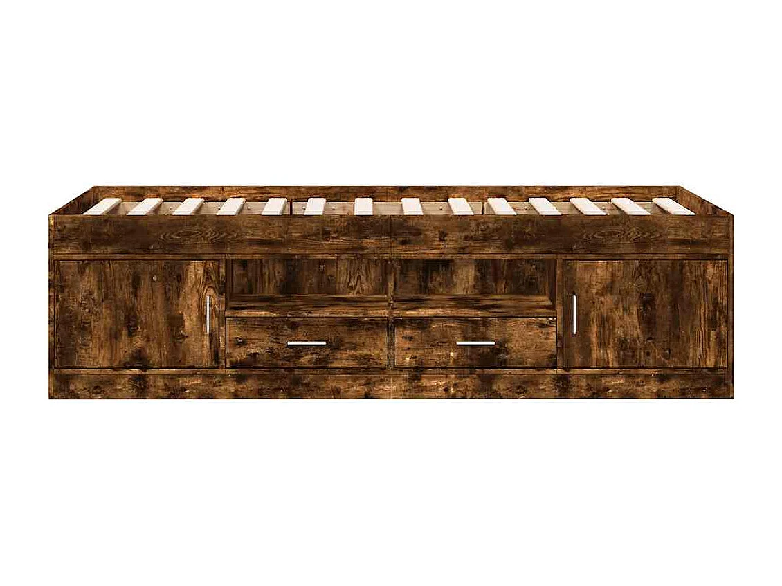 Divano Letto con Cassetti senza Materasso Rovere Fumo 90x190 cm
