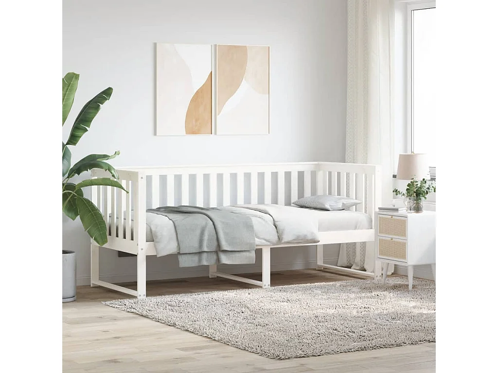Lit de jour sans matelas blanc 80x200 cm bois de pin massif
