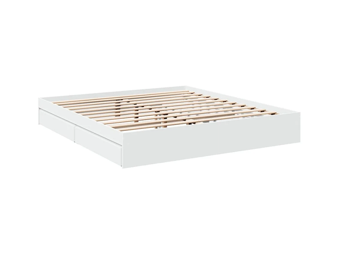 Bedframe met lades bewerkt hout wit 200x200 cm