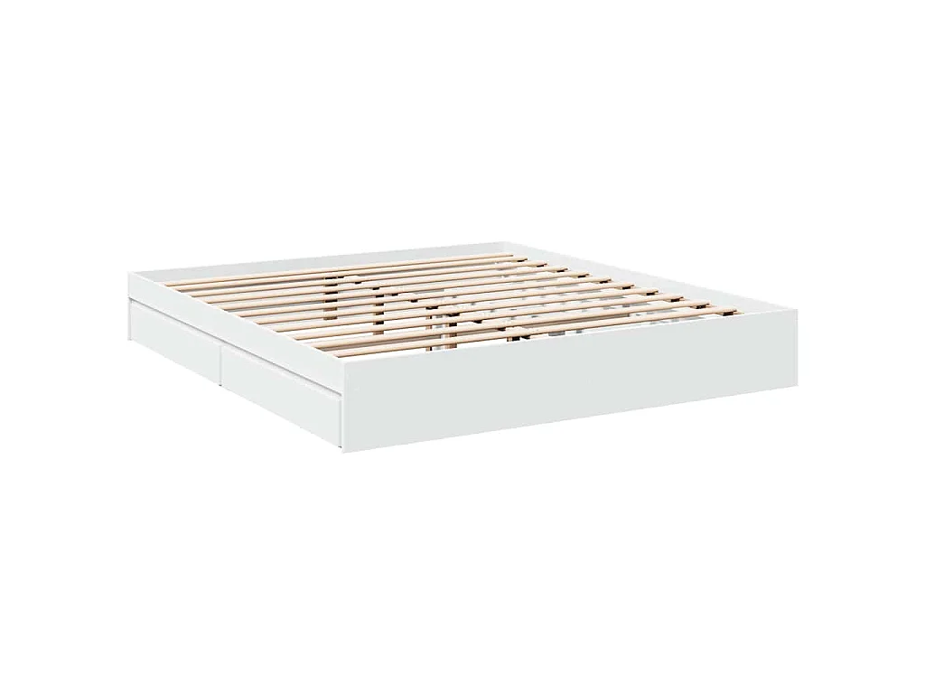 Cadre de lit avec tiroirs sans matelas blanc 200x200 cm