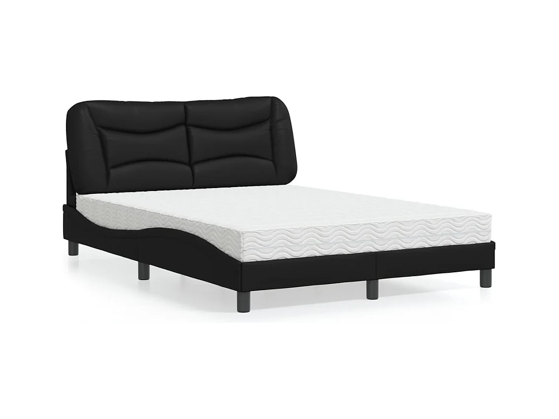 Bed met matras "Hvar" kunstleer zwart 140x190 cm