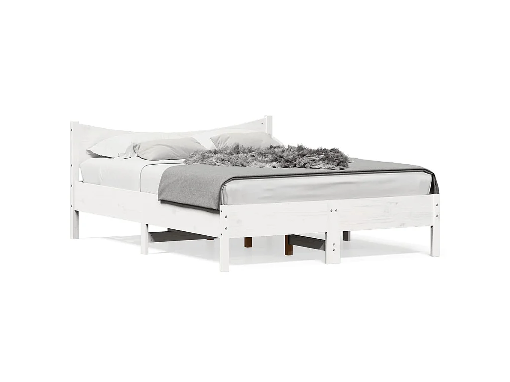 Cadre de lit sans matelas blanc 140x190 cm bois de pin massif