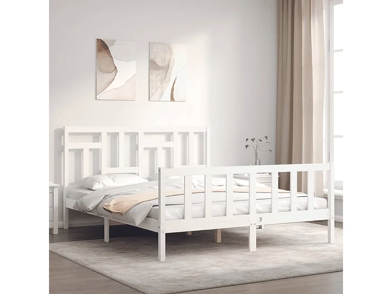 Giroletto con Testiera Bianco King Size in Legno Massello