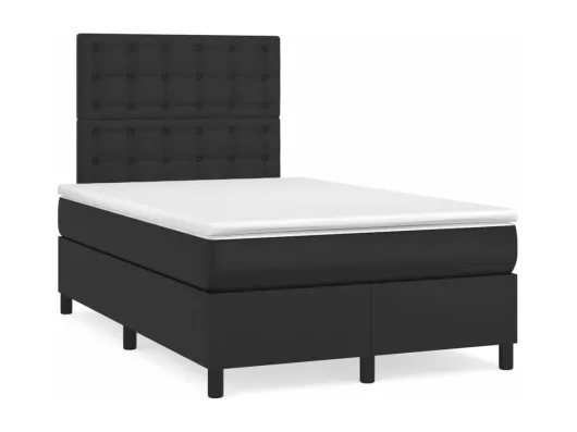 Kauf Unique Boxspringbett mit Matratze Schwarz 120x190 cm Kunstleder