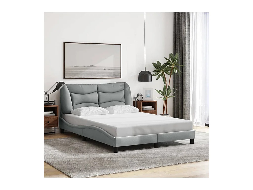 Bedframe zonder matras "Hvar" stof lichtgrijs 140x190 cm