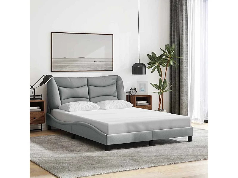 Cadre de lit sans matelas Hvar gris clair 140x190 cm tissu